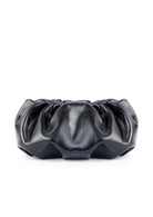 Black leather pleated headband on a white background
