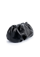 Black leather clutch bag on a white background