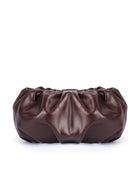 Bordeaux Brown leather clutch bag on a white background