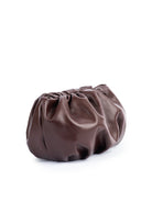 Brown leather clutch bag on a white background
